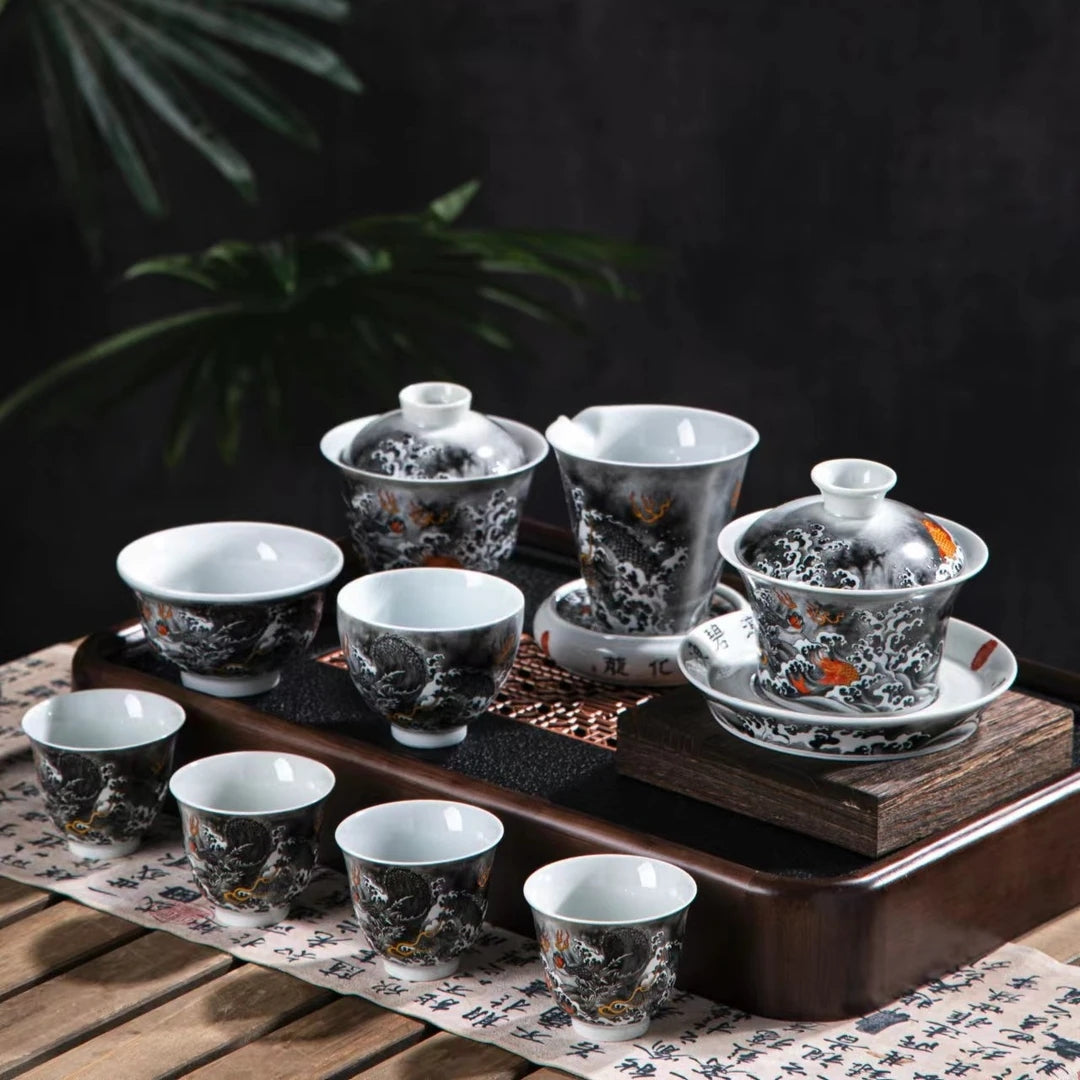 Jingdezhen Mocaiyuhualong Tea Set Series